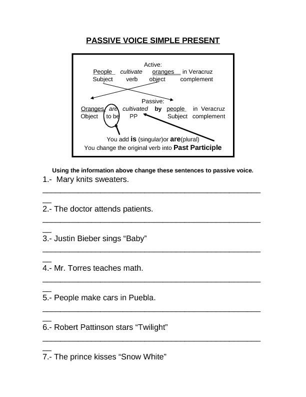 active and passive voice worksheet answer key